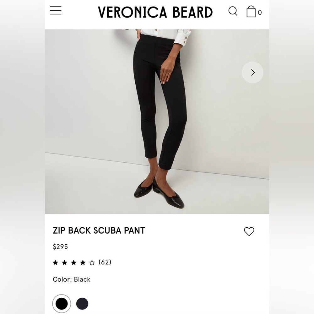 Veronica Beard Zip Back Scuba Pants Size 10